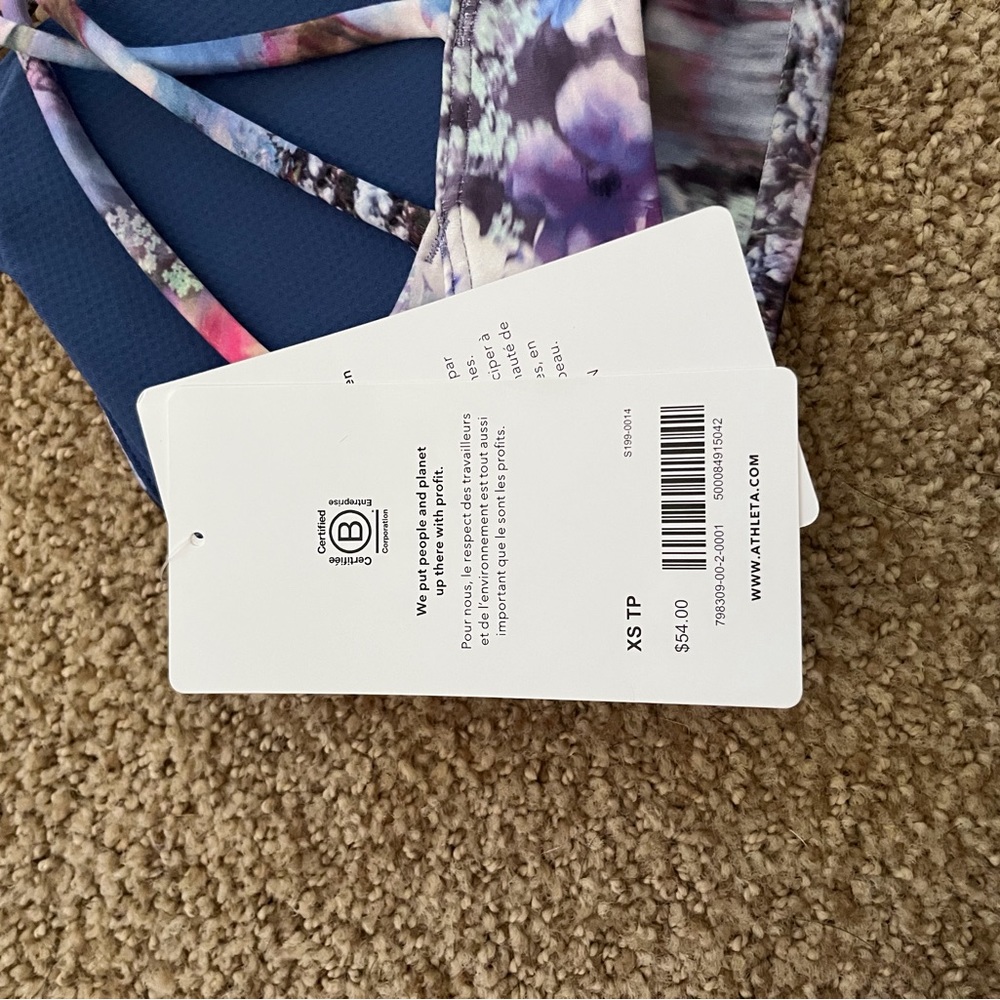 Athleta sports bra - size XS pretty floral water color new with tags - Picture 2 of 5